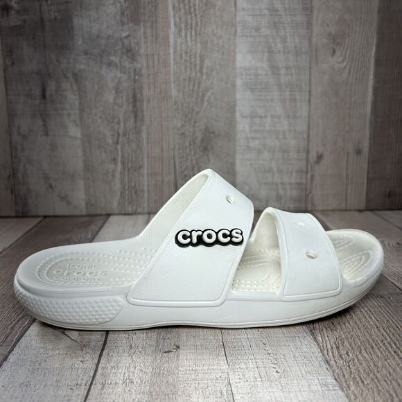 Crocs Women's Classic Slide Sandal Comfort Two Strap Slip On White Size 8 - Picture 8 of 16